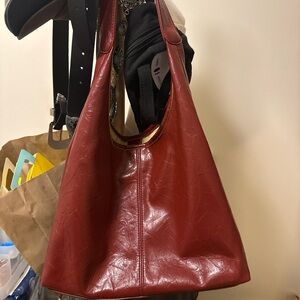 Elegant Red Leather Tote Bag